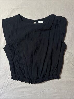 a new day Black Sleeveless Crinkle Waistband Tank Top
